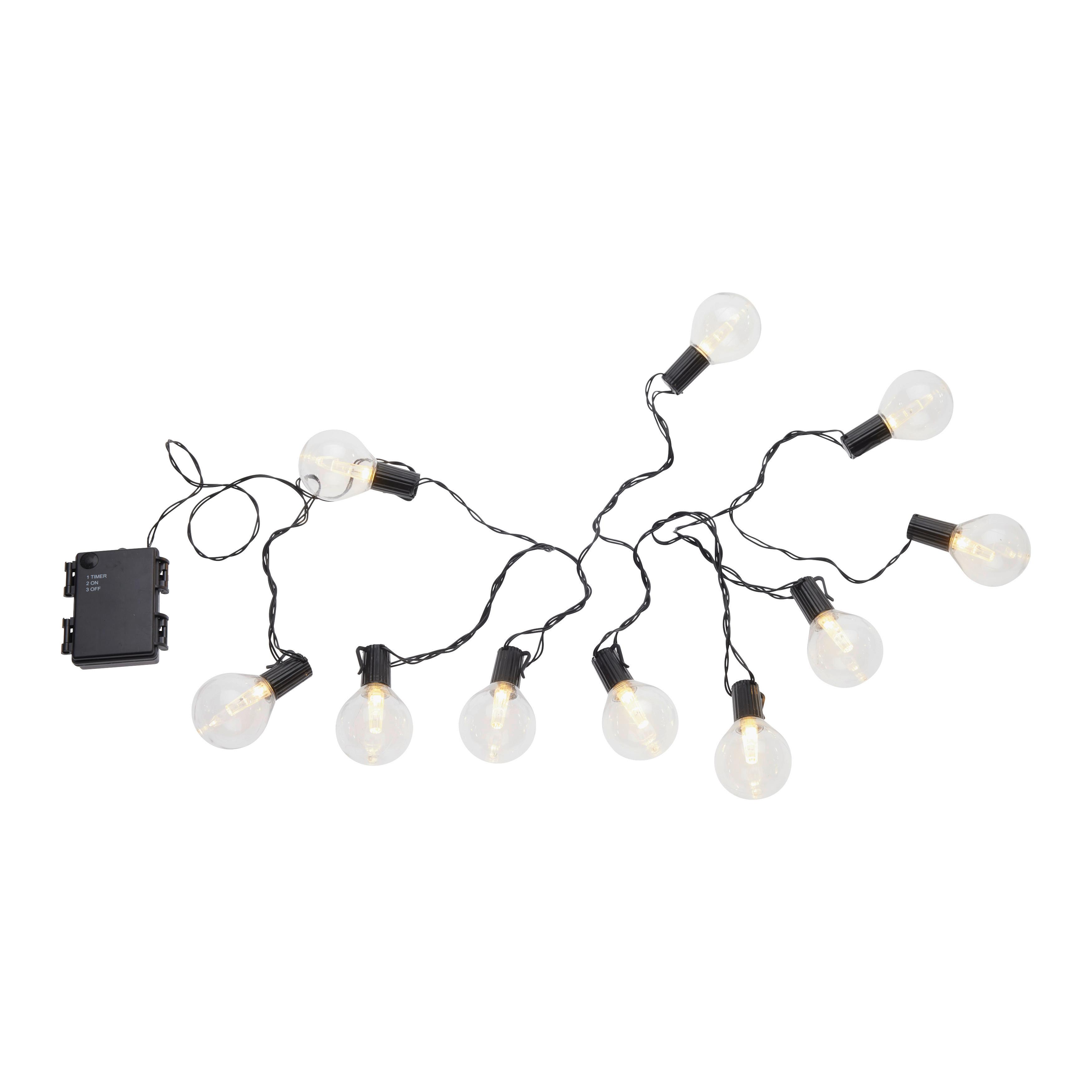 Lichterkette Holly Schwarz - Schwarz, Konventionell, Kunststoff - Mömax