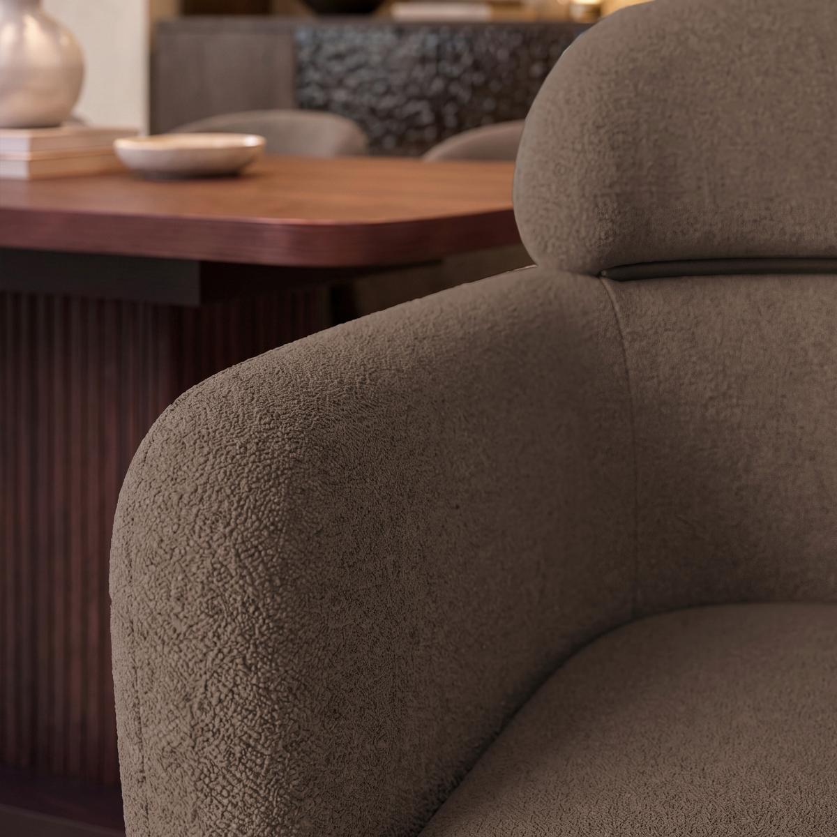Armlehnstuhl Chloe Braun Webstoff Gepolstert - Schwarz/Braun, MODERN, Textil/Metall (62/79/59,5cm) - Bessagi Home