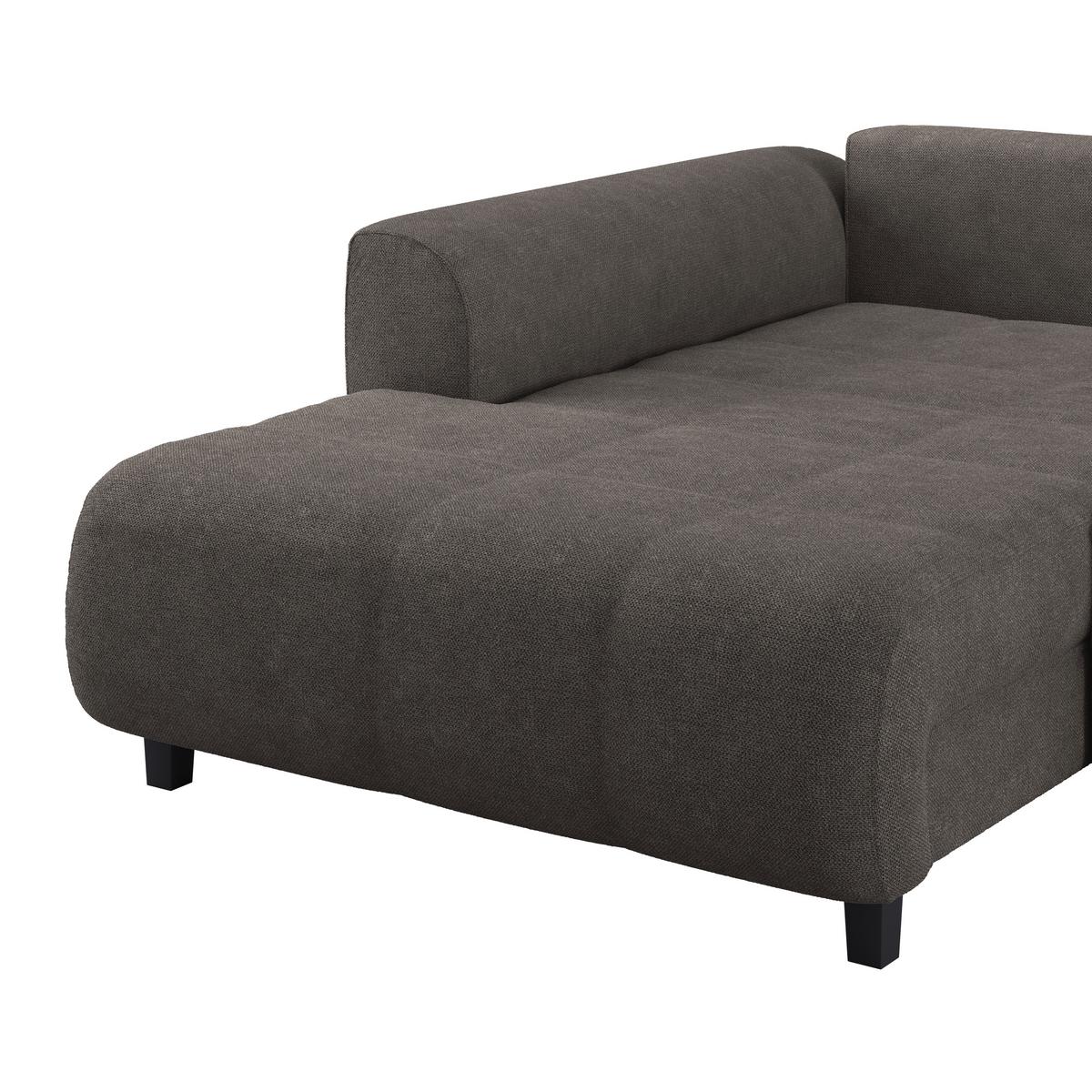 Kutna Garnitura Mendoza - sivo-smeđa/crna, Design, tekstil/drvo (197/309cm) - Modern Living