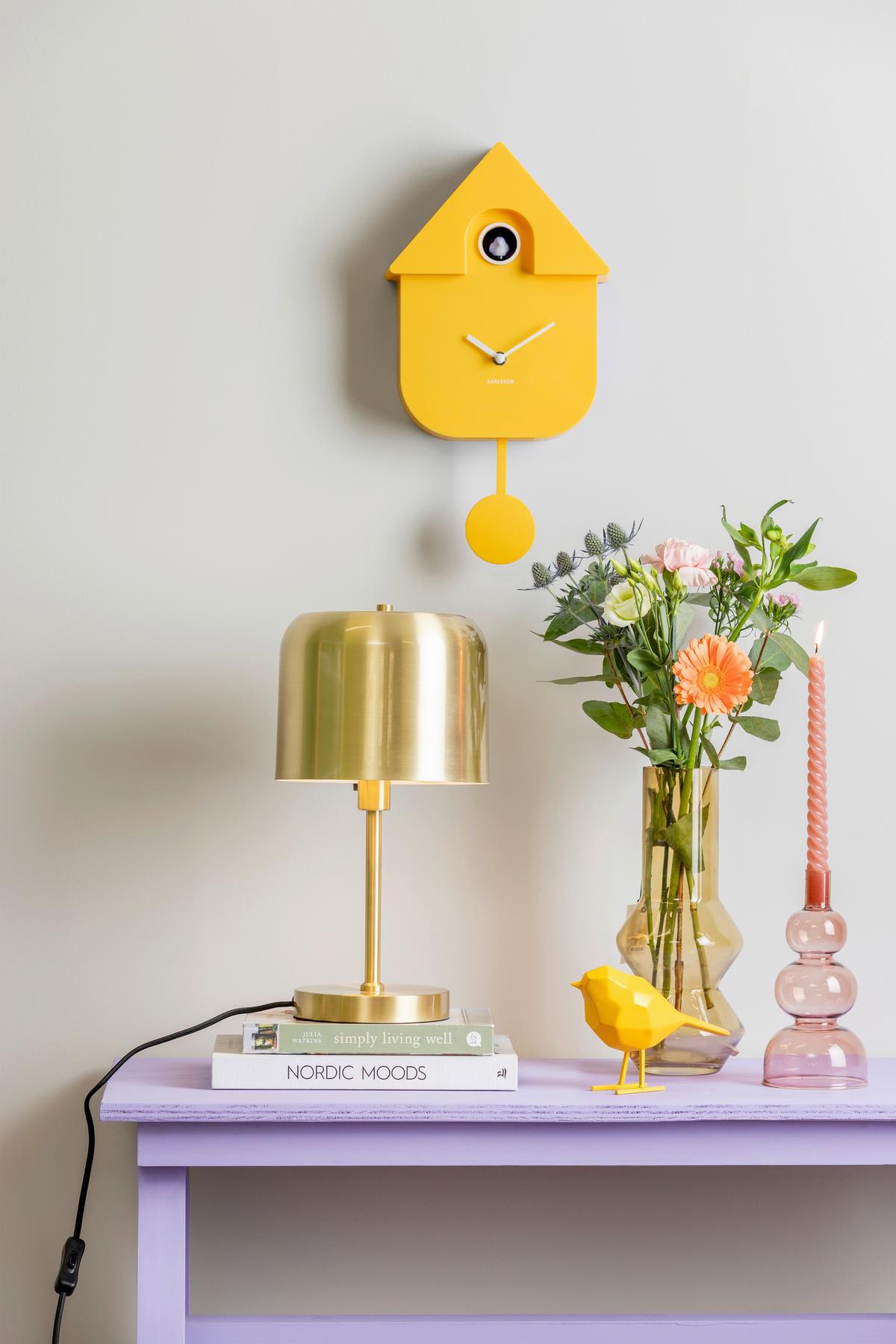 ZEGAR ŚCIENNY WALL CLOCK MODERN CUCKOO - żółty, Konventionell, tworzywo sztuczne (21,5/41/8,5cm) - Karlsson