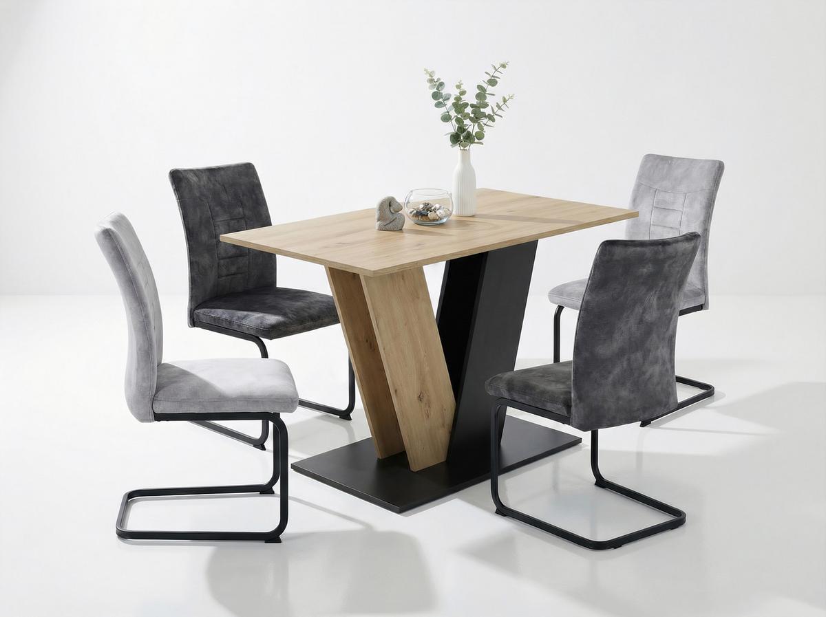 SCHWINGSTUHL-SET GELA S 4ER-SET - Anthrazit/Schwarz, MODERN, Textil/Metall (49/98/61cm) - MID.YOU