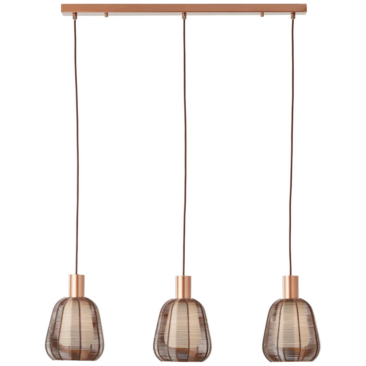 Hängeleuchte Wallace Dunkelbraun max. 60 Watt - Dunkelbraun, Design, Glas/Metall (120/18/84cm) - Brilliant