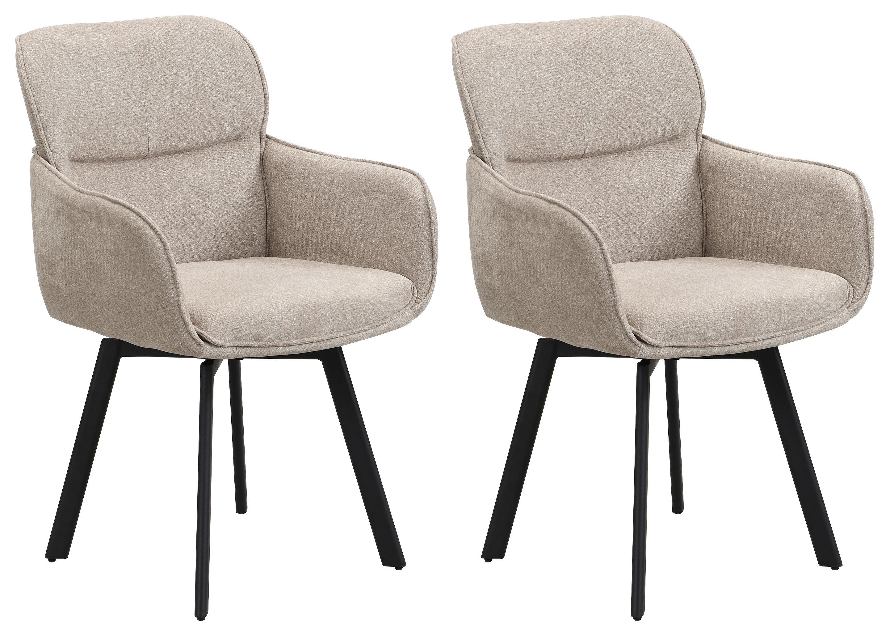 STUHL-SET RICO - Taupe/Schwarz, MODERN, Textil/Metall (61/90/63cm) - MID.YOU