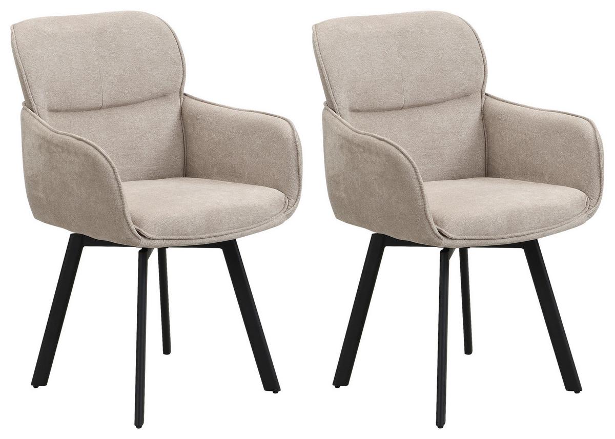 STUHL-SET RICO - Taupe/Schwarz, MODERN, Textil/Metall (61/90/63cm) - MID.YOU