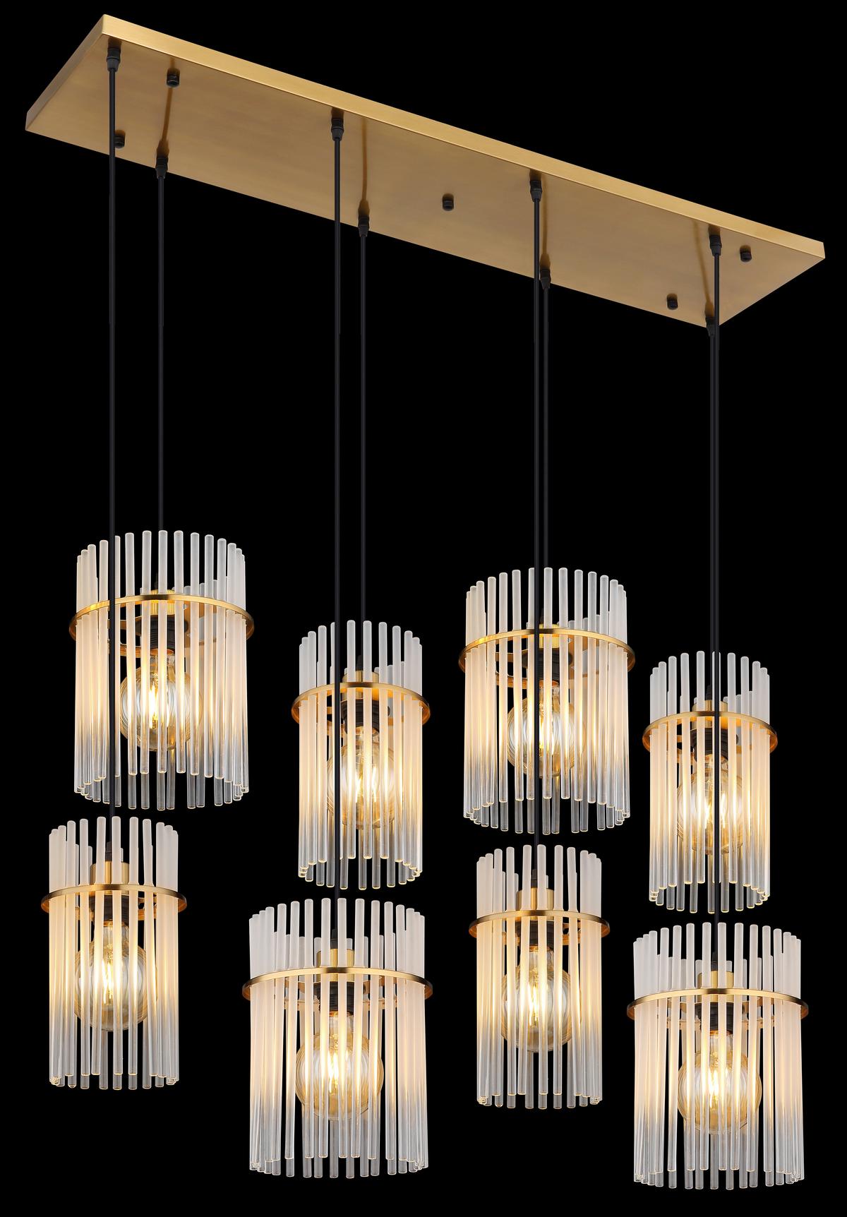 HÄNGELEUCHTE 15698-8HM GORLEY - Klar/Weiss, Trend, Glas/Kunststoff (110/38/125cm) - Globo