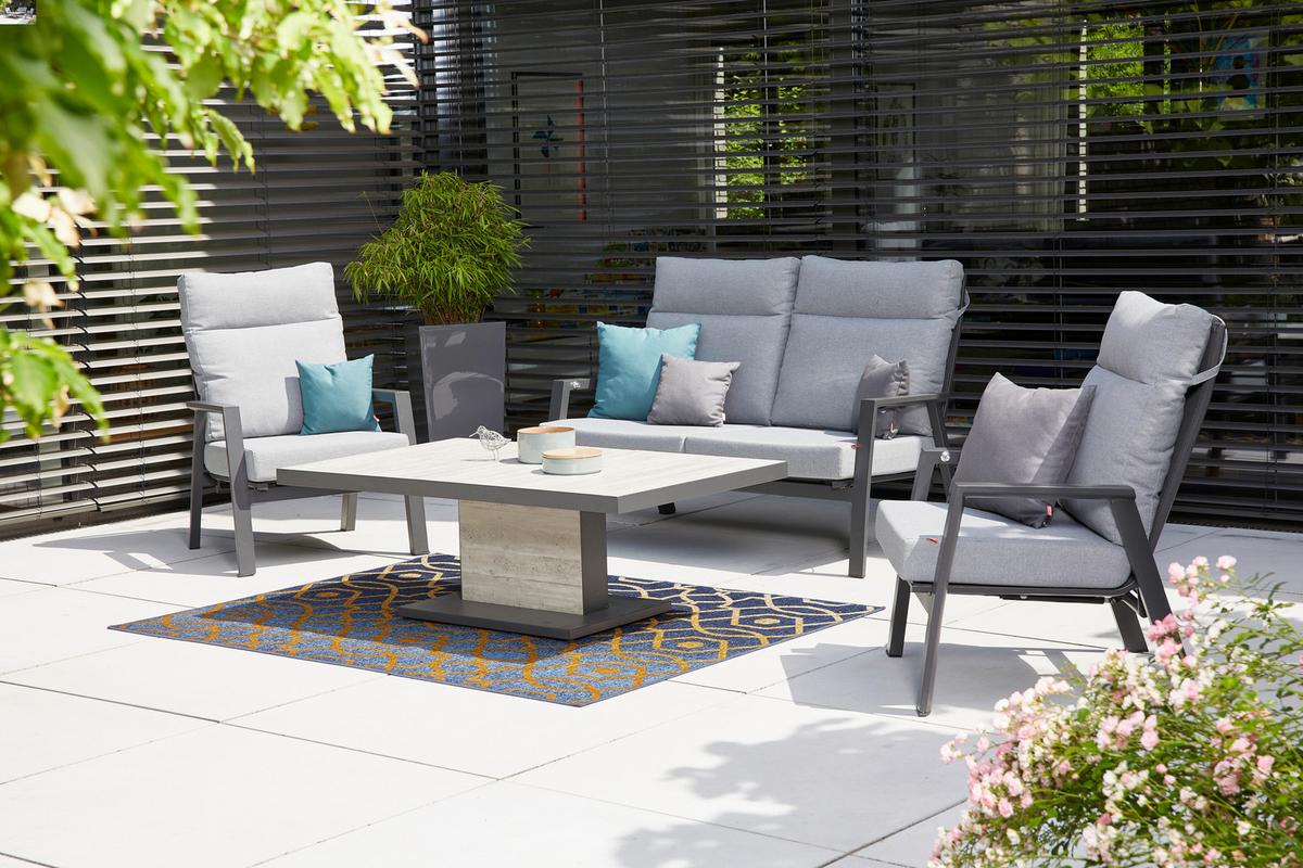 Loungesofa Valencia Anthrazit - Dunkelgrau/Anthrazit, Basics, Kunststoff/Textil (152,5/99/82,5cm) - Siena Garden