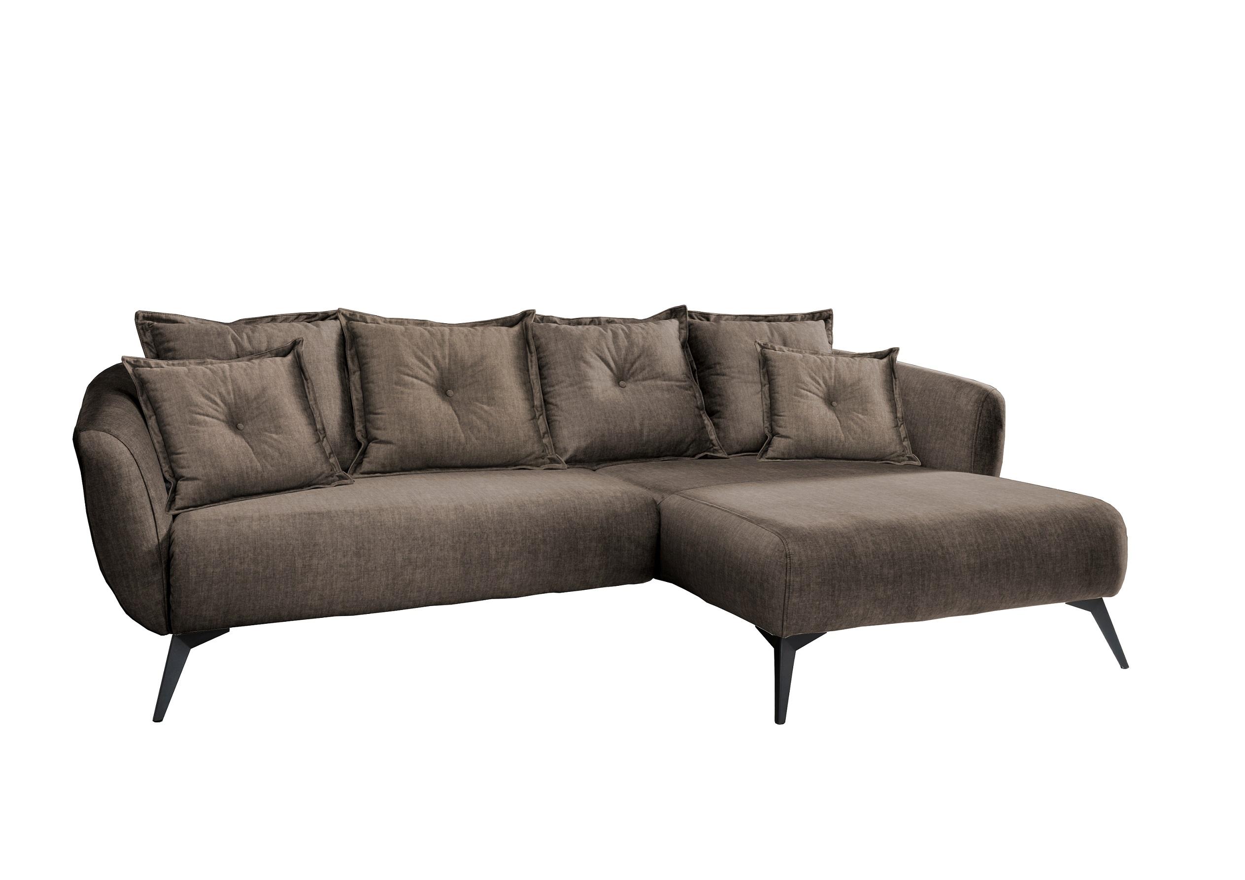 Wohnlandschaft Baggio Braun Velours - Schwarz/Braun, MODERN, Holz/Textil (277/94/162cm) - Livetastic