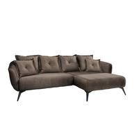 Wohnlandschaft Baggio Braun Velours - Schwarz/Braun, MODERN, Holz/Textil (277/94/162cm) - Livetastic
