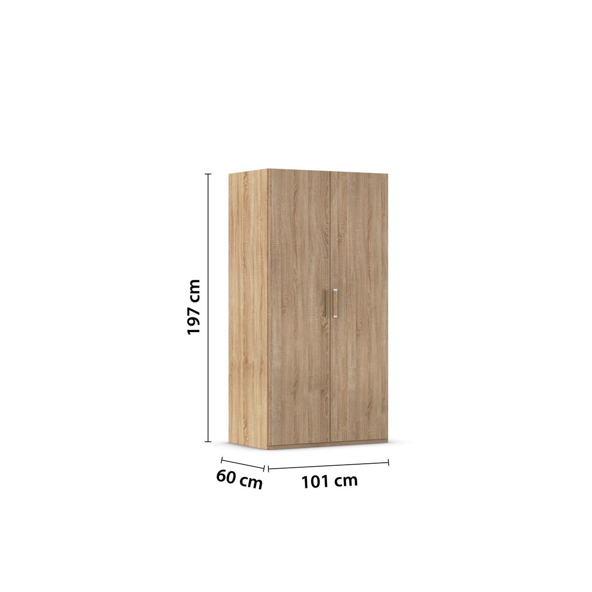 Omara S Klasičnimi Vrati Evelyn, Barva Hrasta - srebrne barve/hrast sonoma, Design, umetna masa/leseni material (101/197/60cm) - Novel
