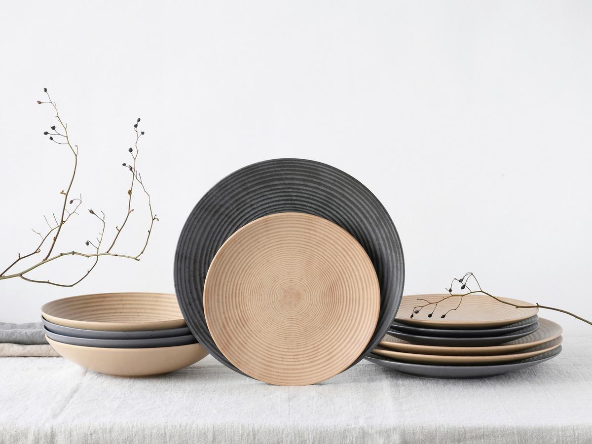 Jedilni Servis Catania Mix, 12-Delni - antracit/peščene barve, Basics, keramika - Creatable
