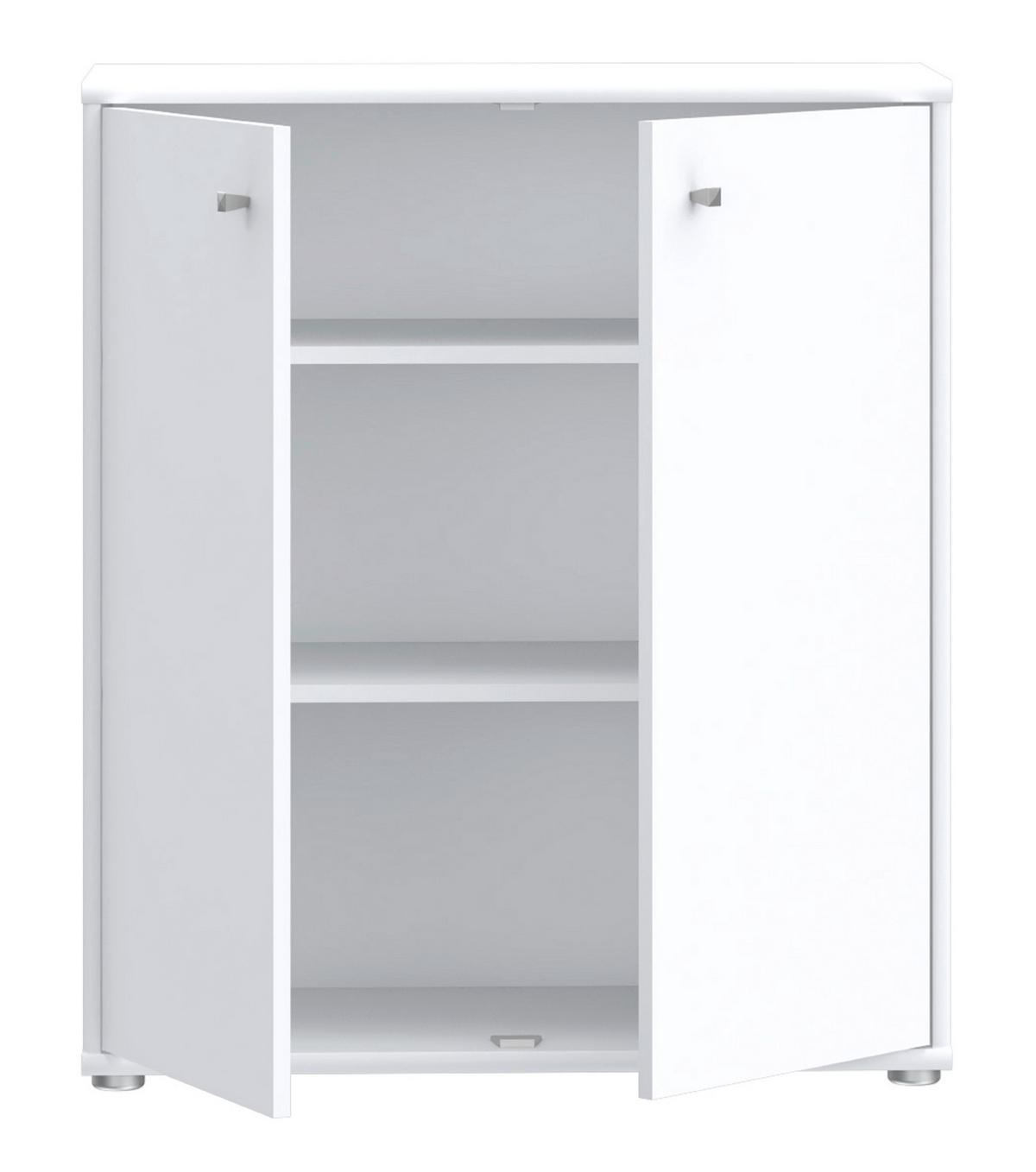 KOMODA TEMPRA 2 - biały/kolor aluminiowy, Design, materiał drewnopochodny (73,7/85,5/34,8cm)