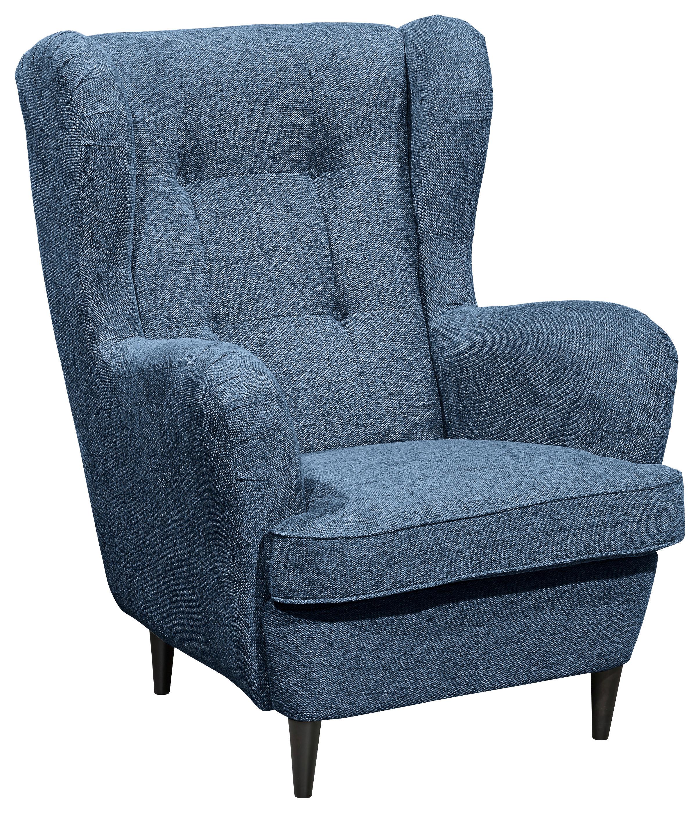 FOTEL USZAK OSKAR - ciemnoniebieski/czarny, Basics, materiał drewnopochodny/tkanina (78/102/98cm) - MID.YOU