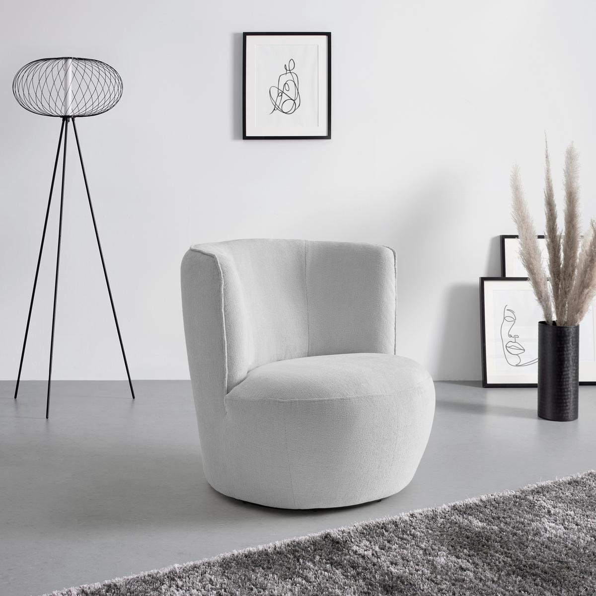 Sessel Jasima Hellgrau drehbar - Hellgrau/Schwarz, MODERN, Textil/Metall (77/81/85cm) - Premium Living