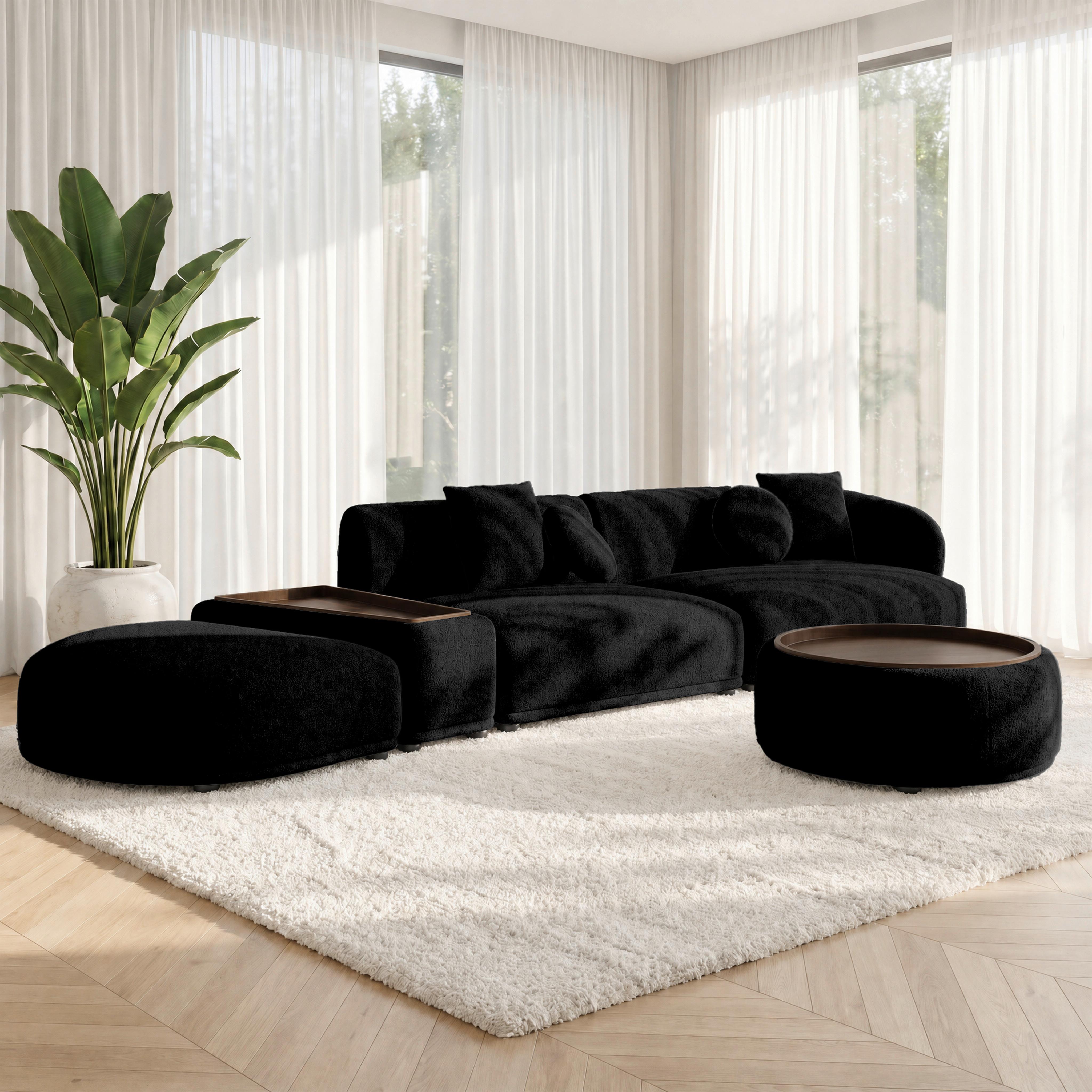 HÖRNSOFFA KIRA - svart, Modern, trä/textil (408/108cm) - Bessagi Home