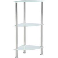 Regal Glare, Bela, Steklo - barve nerjavečega jekla/bela, Moderno, kovina/steklo (30/70/30cm) - Luca Bessoni