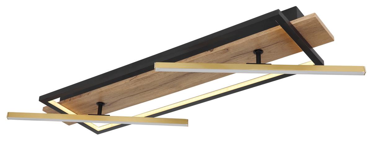 Stropna Led-svetilka Beatrix, S Sijalko - črna/temno rjava, Design, kovina/umetna masa (81,5/40,5/9cm) - Globo