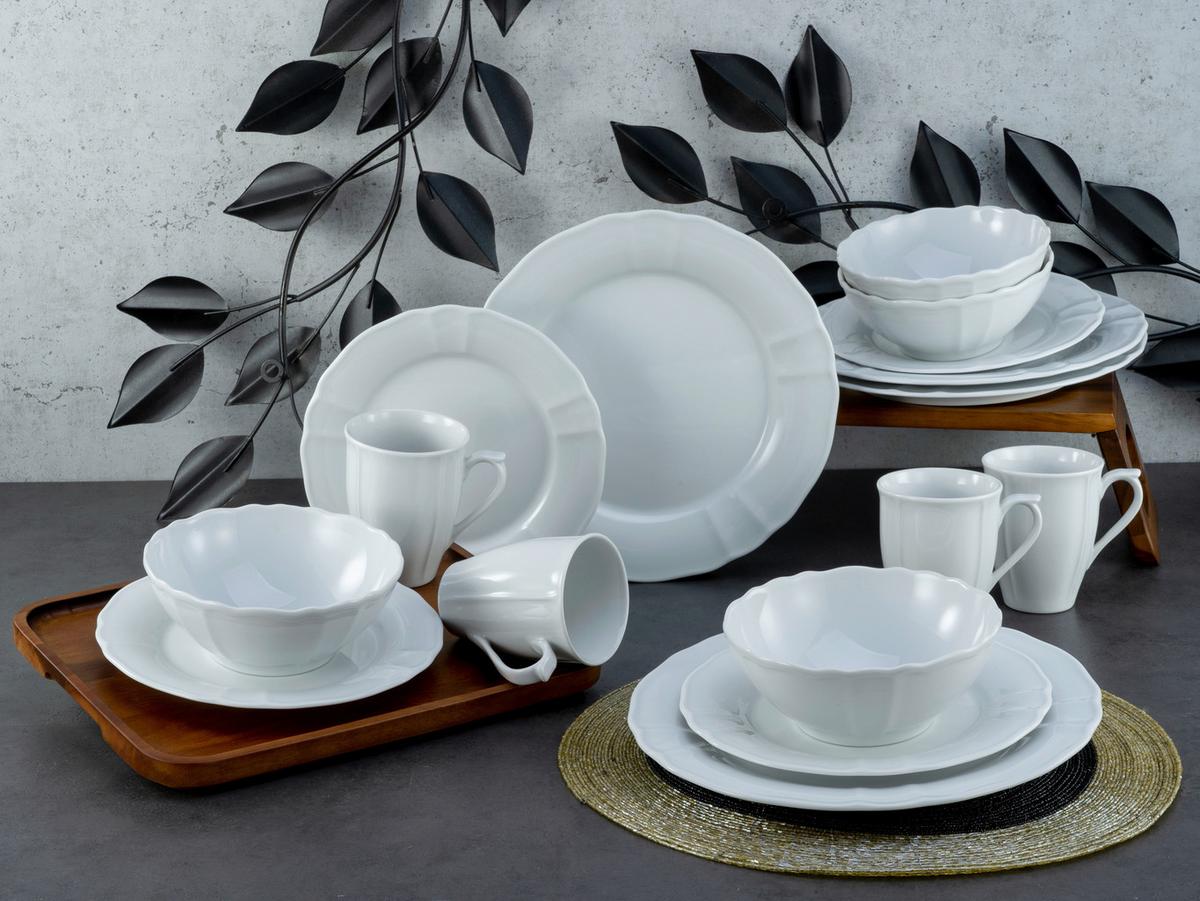 Kombiservice Weiß, 16-teilig - Weiß, Keramik (34,5/28/29cm) - Creatable