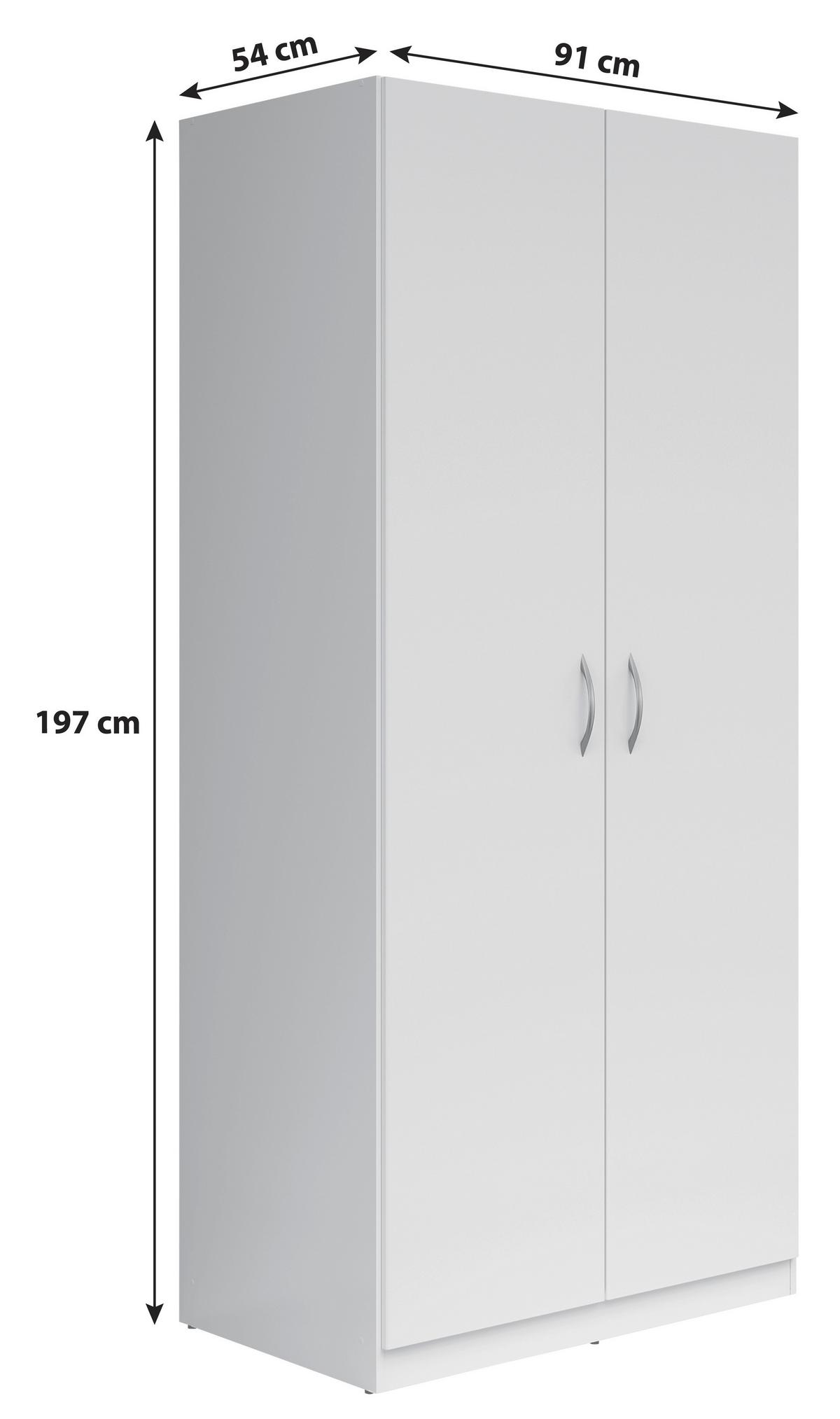 Șifonier CASAO - alb, Konventionell, material pe bază de lemn (91/197/54cm)