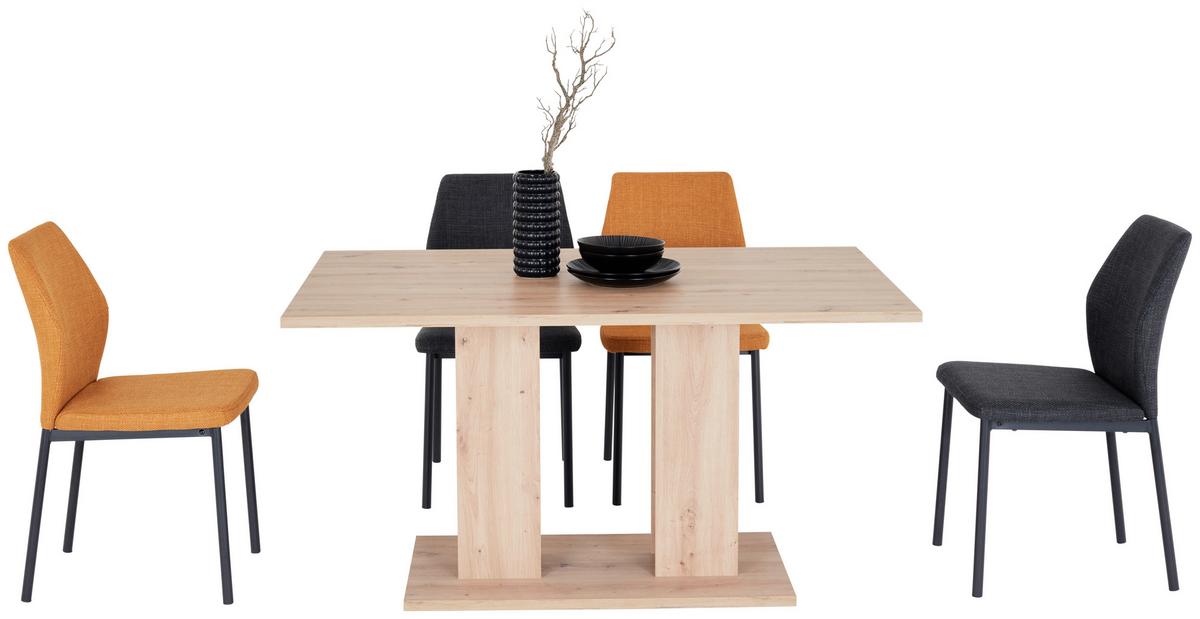 Masă ARON 138 - stejar Artisan/negru, Konventionell, material pe bază de lemn (138/74/90cm)