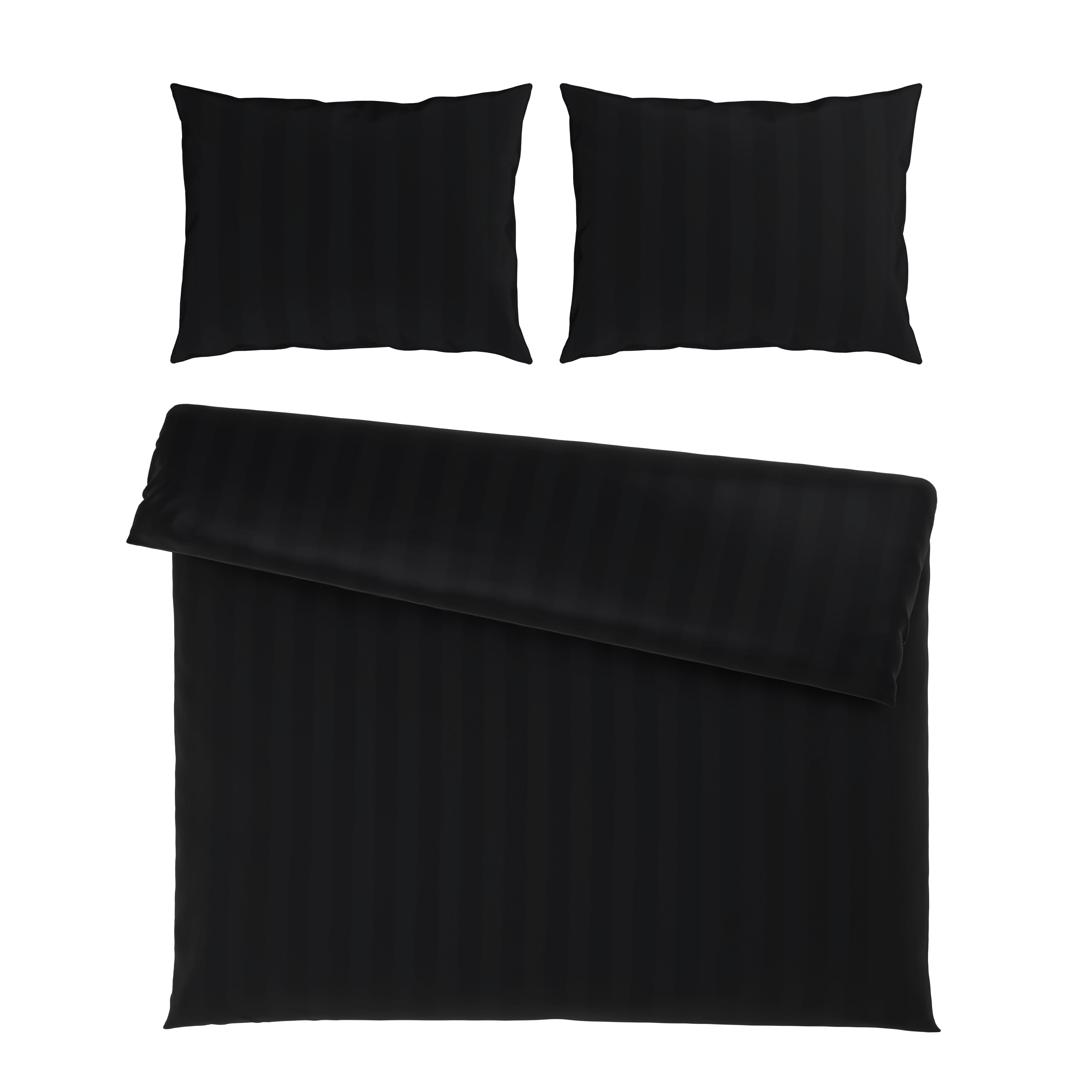 Bettwäsche Xenia Streif XXL Schwarz ca. 200x220cm - Schwarz, MODERN, Textil (200/220cm) - Premium Living