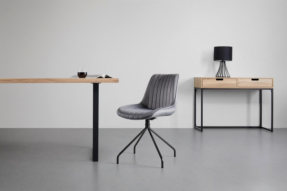 chaise aus Samt in Grau - gris/noir, Modern, métal/textile (50/83,5/51cm) - Mömax