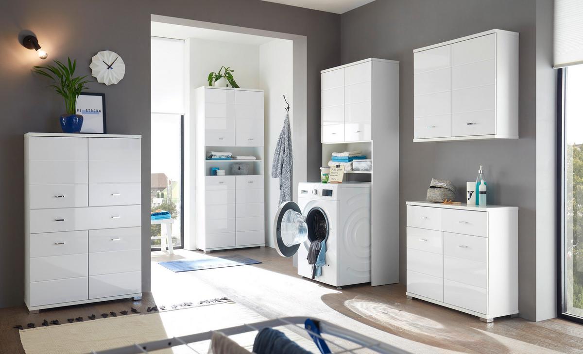 Omara Za Pralni Stroj Pool, Bela - srebrne barve/bela, Basics, umetna masa/leseni material (76/190/31cm) - Modern Living