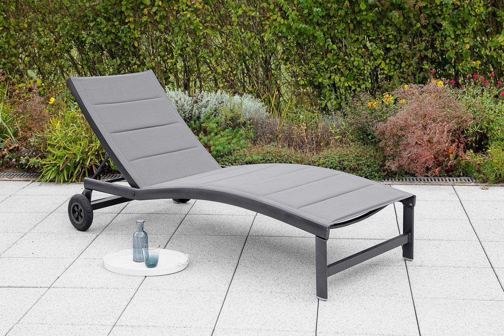Vrtni Ležalnik San Marino, Siva - siva/barve grafita, Konvencionalno, kovina/tekstil (70/37,5/207cm) - Gardenson