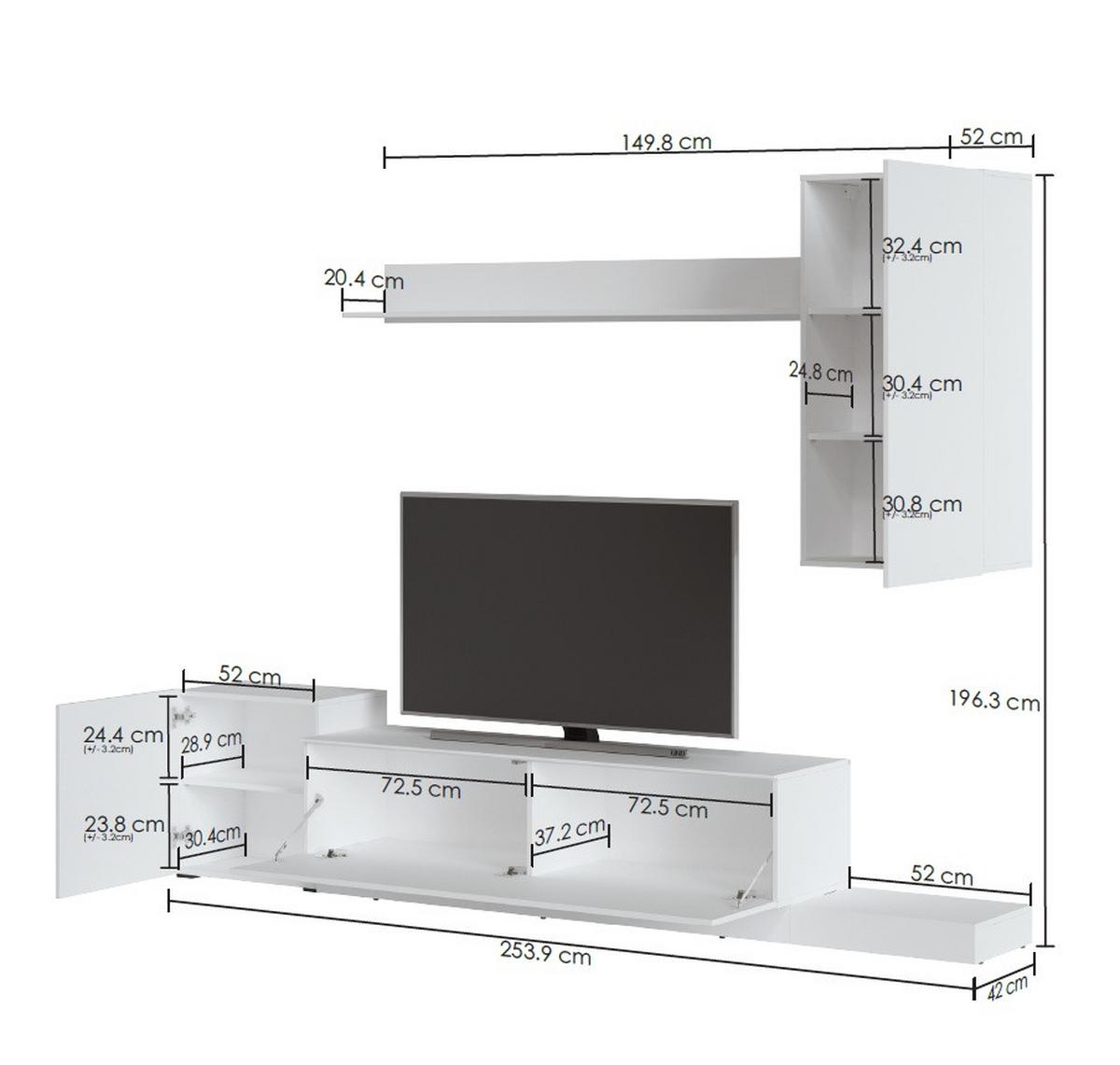 Ansamblu mobilier cameră de zi RIMINI - Modern, material pe bază de lemn (253,9/196,3/42cm) - Modern Living