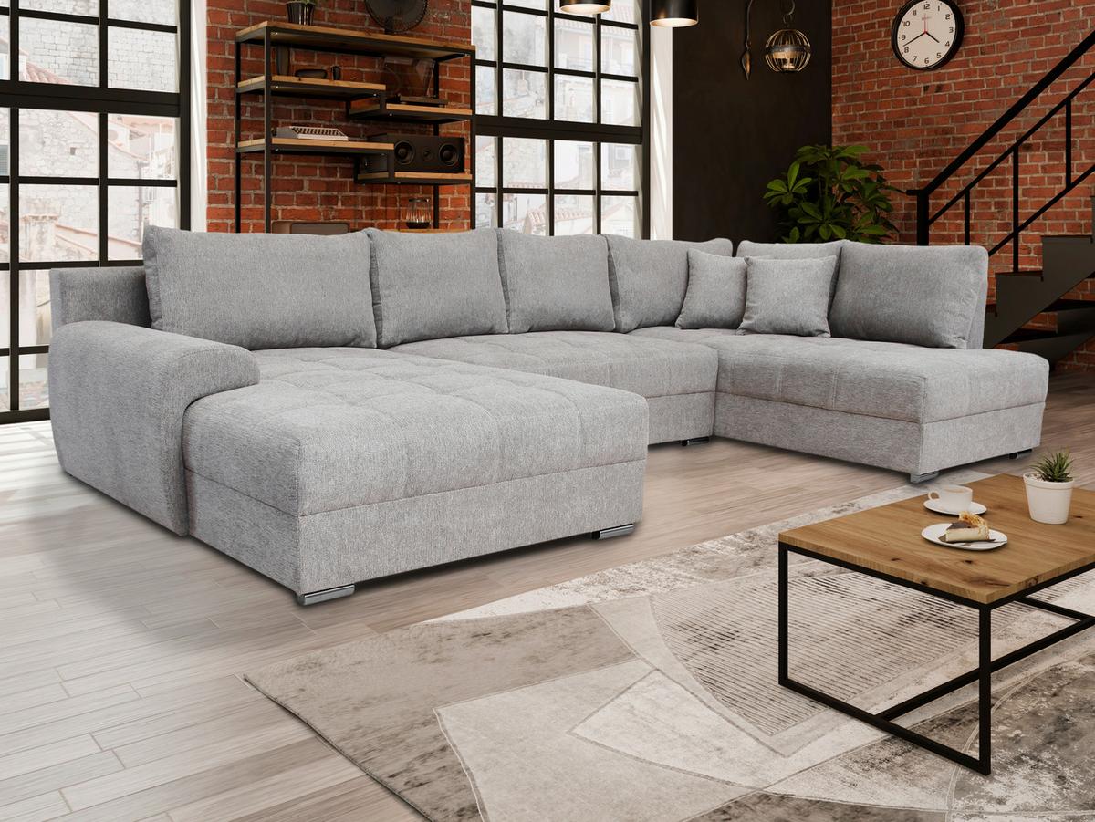 Kutna Garnitura Senso - svijetlo siva/boje kroma, Moderno, tekstil/drvo (183/346/197cm) - Modern Living