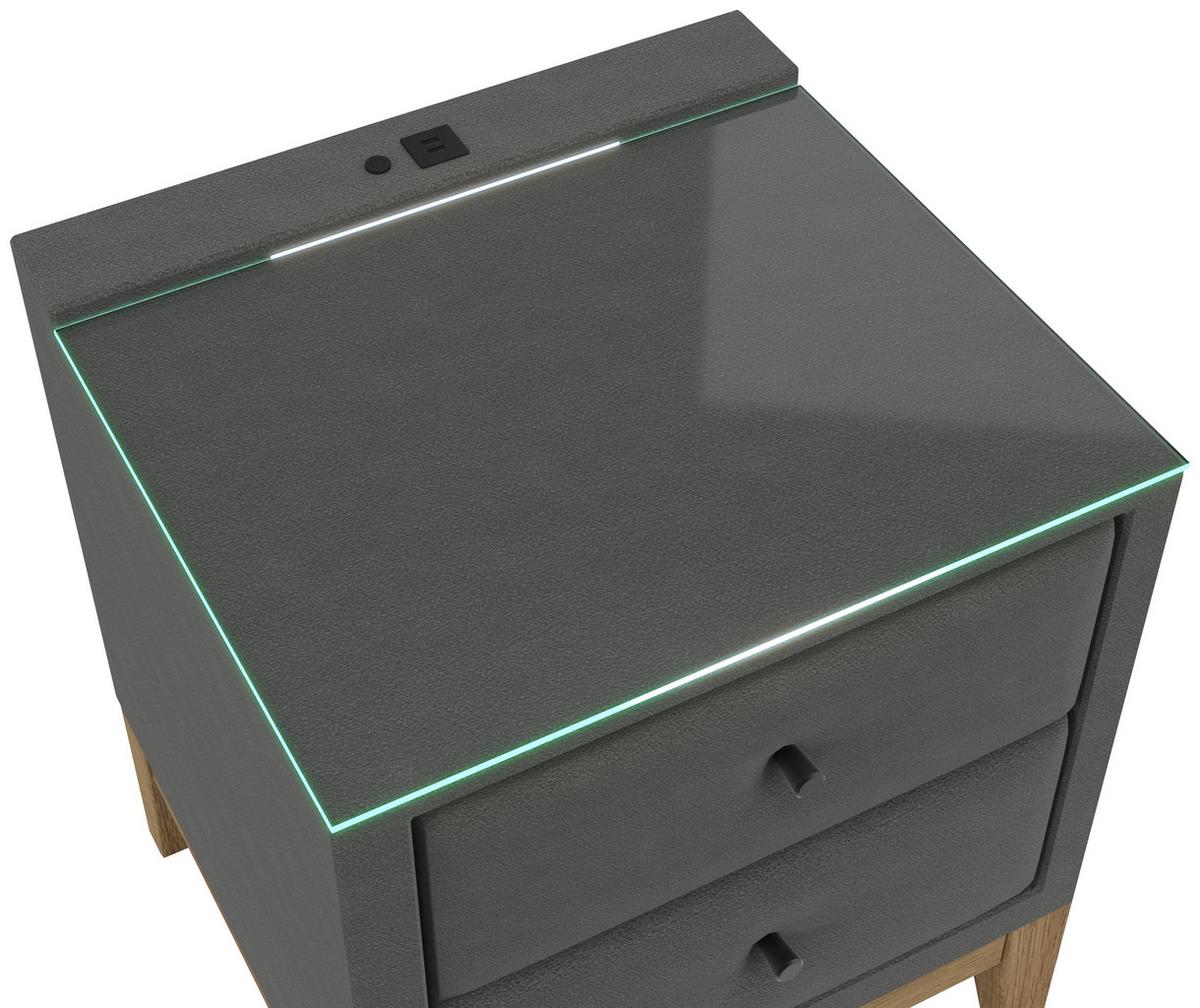 Noćni Ormarić Smile - antracit, Konvencionalno, staklo/drvni materijal (49/58,5/46cm) - Premium Living