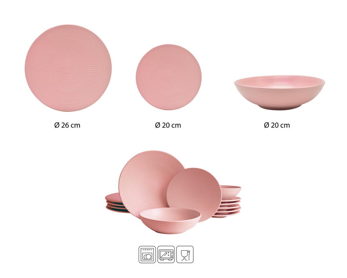 Jedilni Servis Blanka, 18-Delni - roza, Basics, keramika - Echtwerk