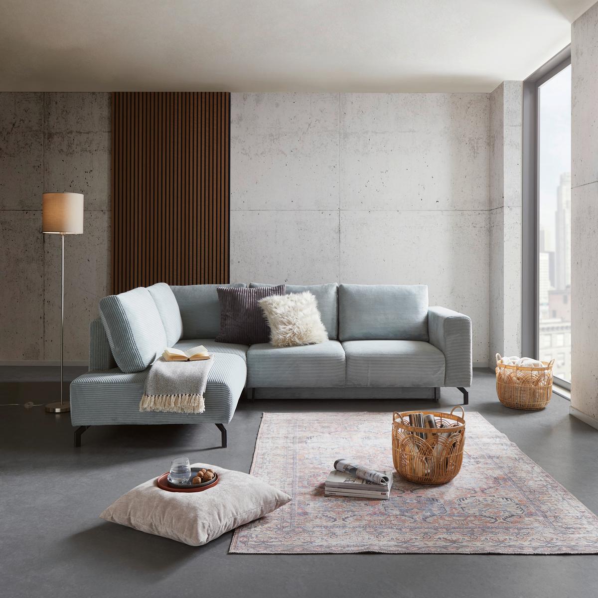 Kutna Garnitura Veni - sivo-zelena/crna, Moderno, tekstil/metal (210/272cm) - Modern Living