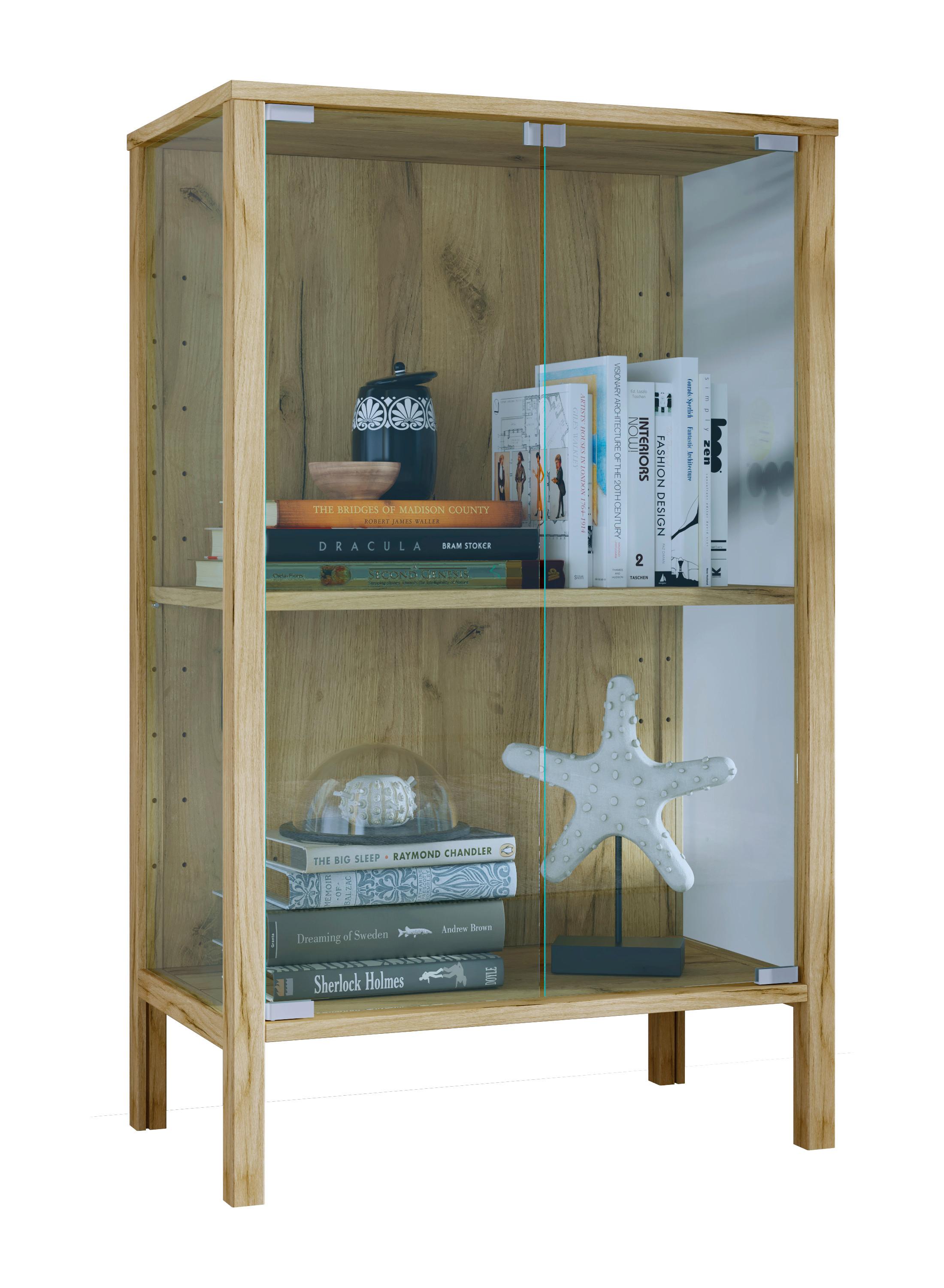 Vitrine Jensol Honigeiche/Klar - Honigeiche/Klar, Design, Glas/Holzwerkstoff (60/80/35cm) - Livetastic