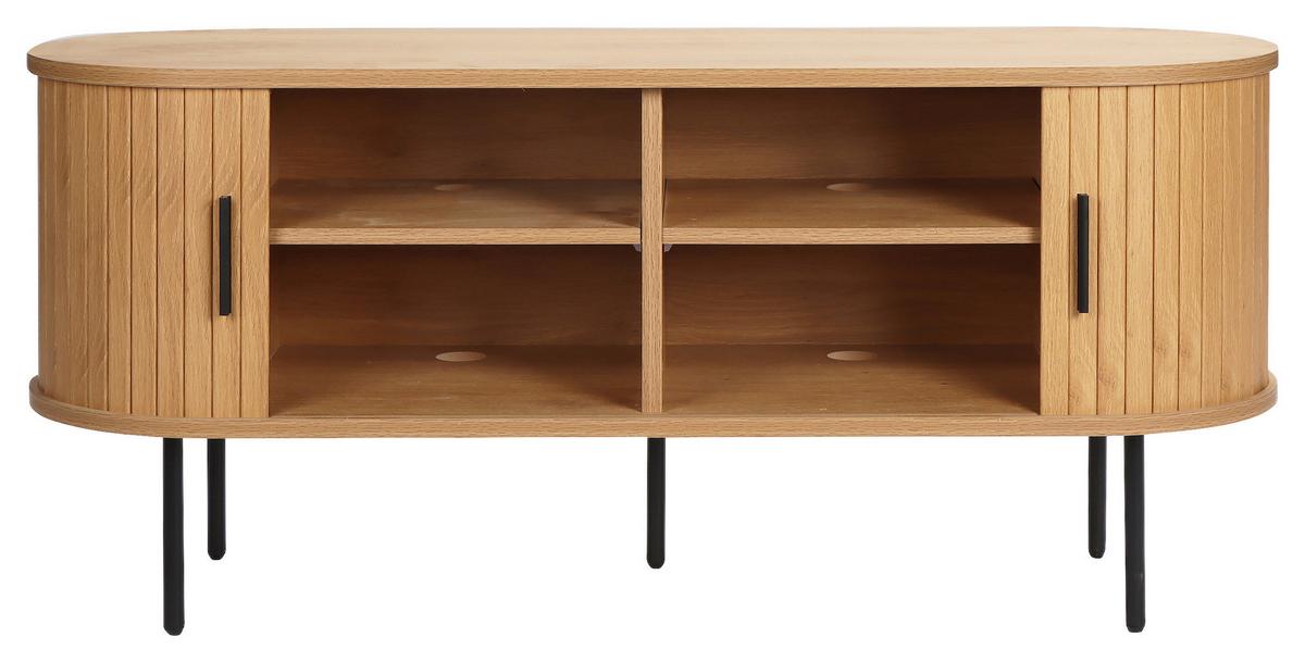 KOMODA NISKA GINI - kolor dębowy/czarny, Design, materiał drewnopochodny/metal (120/55/40cm) - Xora