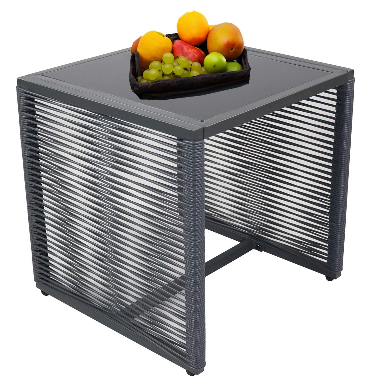 Gartenset Fidola 3-tlg. Schwarz - Schwarz, MODERN, Glas/Kunststoff - MID.YOU