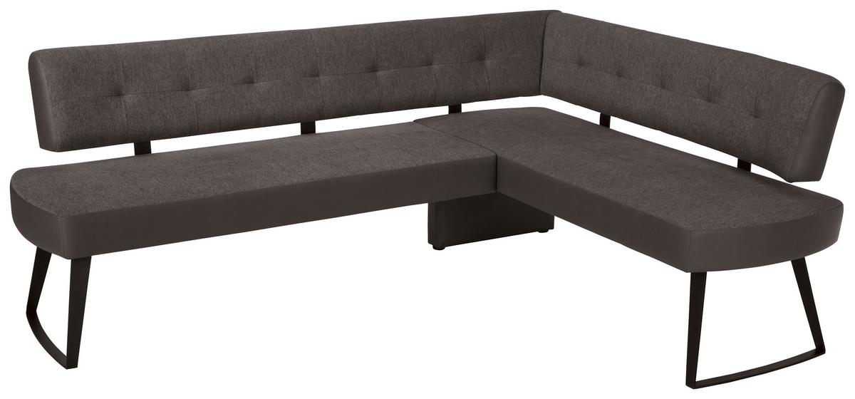 Eckbank in Dunkelgrau ca. 220x170cm - Dunkelgrau/Schwarz, MODERN, Textil/Metall (220/170cm) - Premium Living