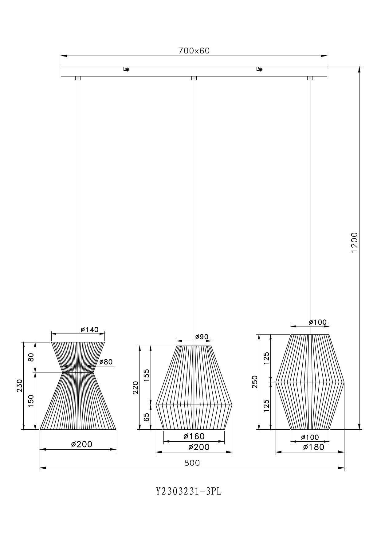 HÄNGLAMPA NATURM - svart/naturfärgad, Klassisk, metall/papper (80/20/120cm) - Mömax