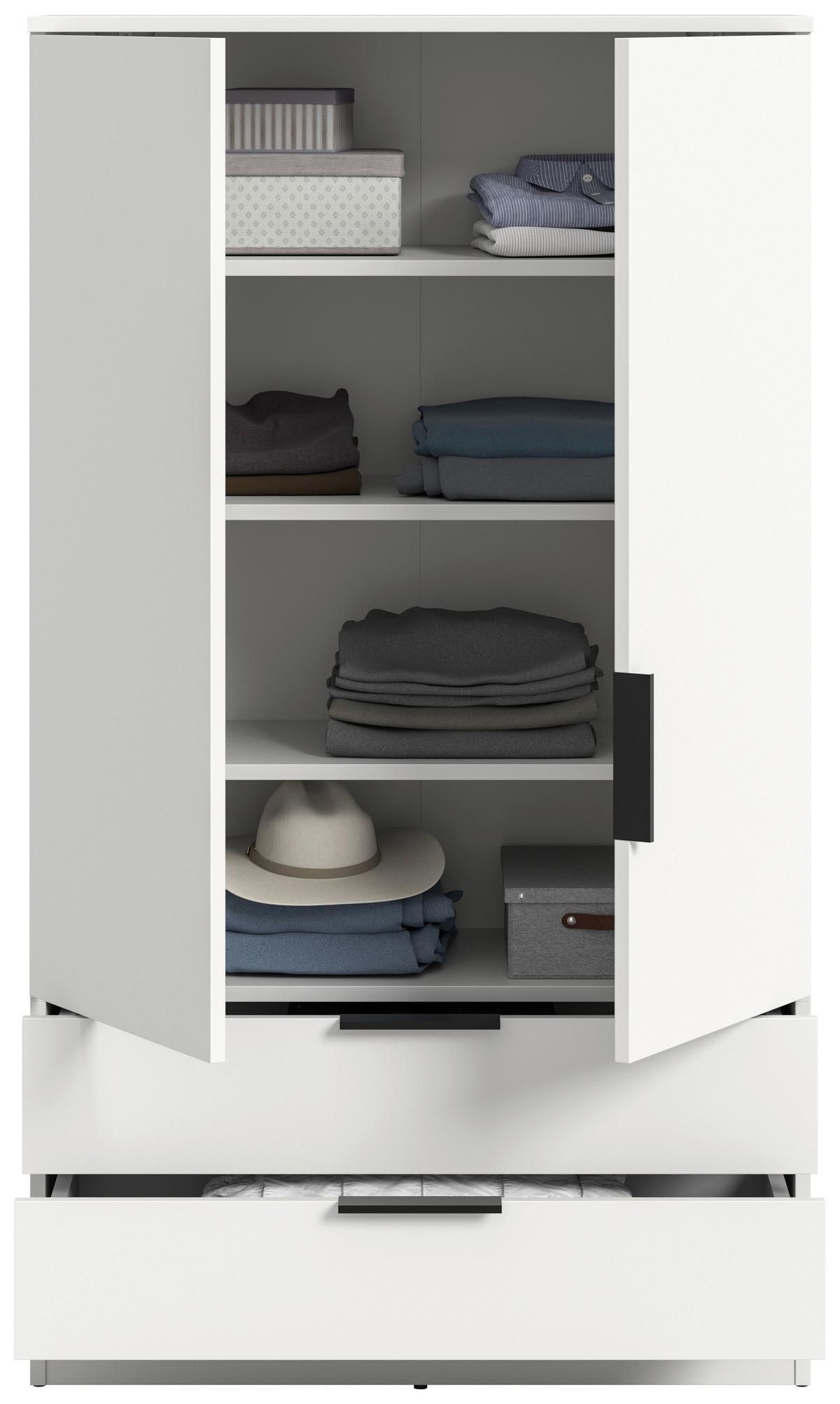 Drehtürenschrank KOPENHAGEN Weiß - Schwarz/Weiß, MODERN, Holzwerkstoff/Kunststoff (80/140/37cm) - Livetastic