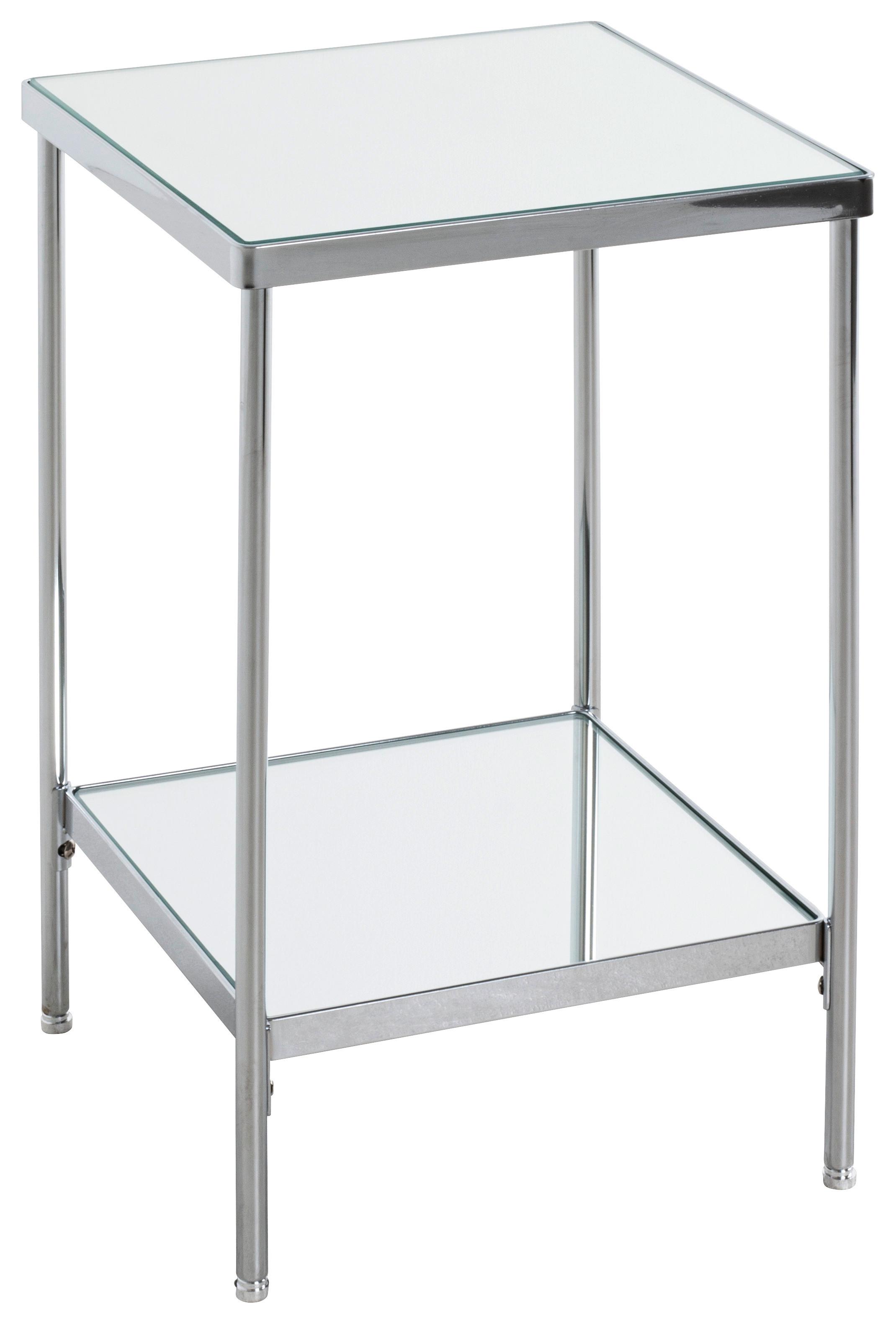 STOLIK BOCZNY PALAIS - kolor chromowy, Trend, metal/szkło (28/28/46cm)