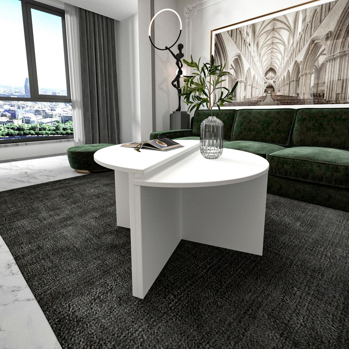 COUCHTISCHSET DOLUNAY COUCHTISCH - Weiss, Design, Holzwerkstoff - Livetastic