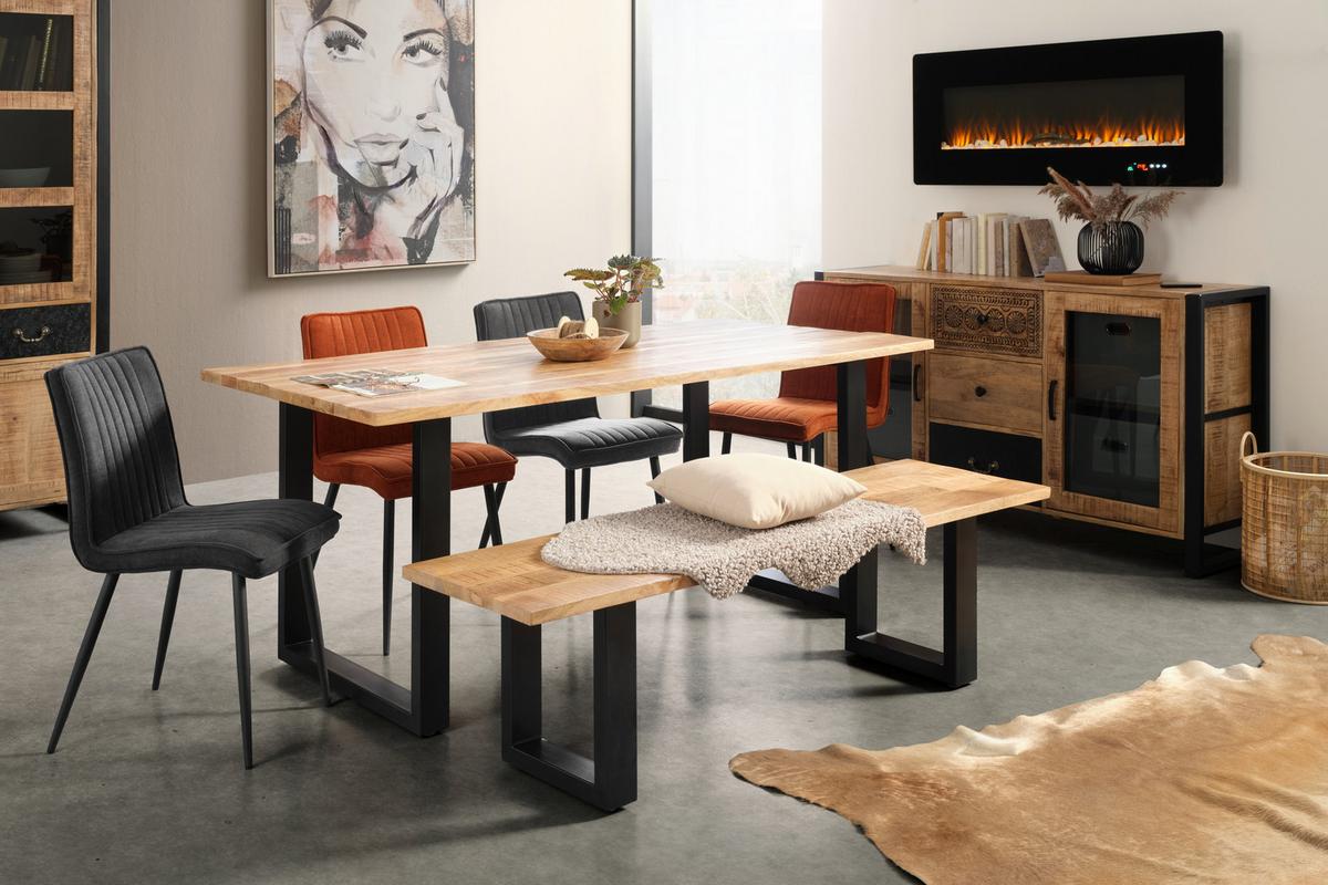 Stuhl Lena in Rostfarben - Rostfarben/Schwarz, Modern, Holz/Textil (43/86/57cm) - Mömax