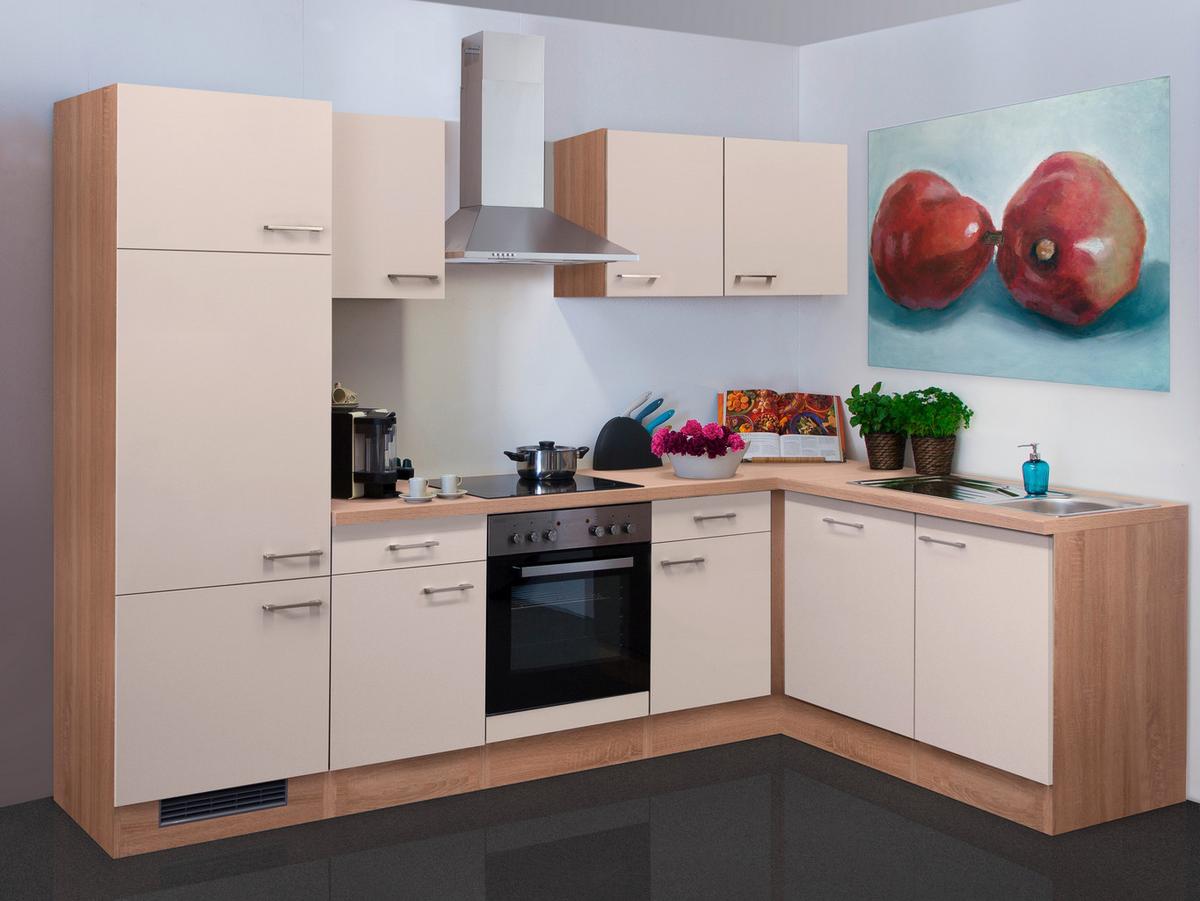 Eckküche Nepal ca. 280x170cm Kaschmir/Sonoma Eiche - Kaschmir/Edelstahlfarben, MODERN, Holzwerkstoff/Metall (280/170cm) - FlexWell