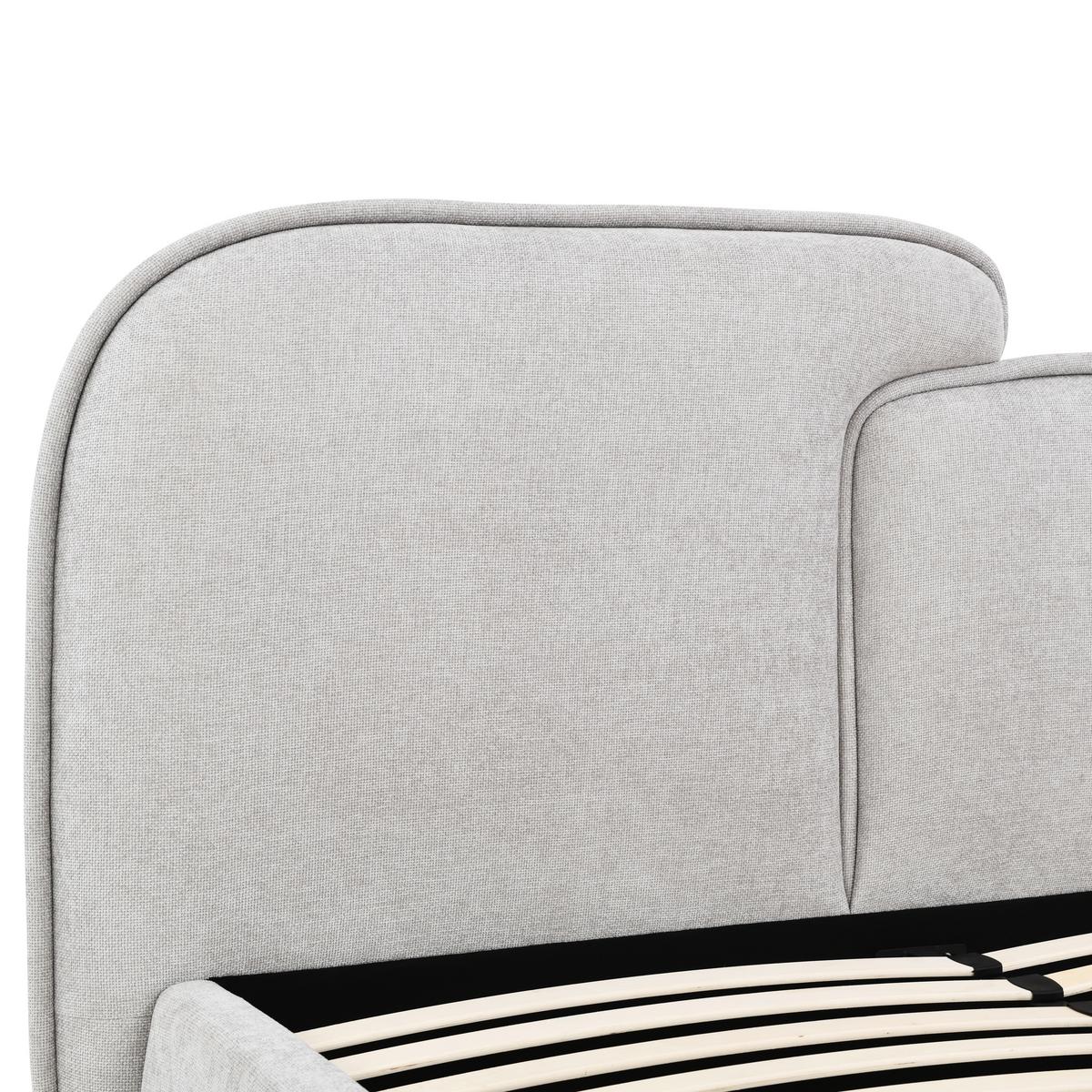 Oblazinjena Postelja Embrace, Svetlo Siva, 160x200 - črna/barve hrasta, Moderno, kovina/umetna masa (160/200cm) - Bessagi Home