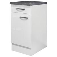 Kuhinjska Spodnja Omarica Alba, Bela, Š. 40 Cm - barve nerjavečega jekla/bela, Moderno, kovina/leseni material (40/86/60cm) - FlexWell