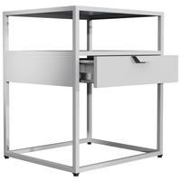 Nočna Omarica Flokas M, Bela - srebrne barve/črna, Moderno, umetna masa/leseni material (45/55/40cm) - MID.YOU