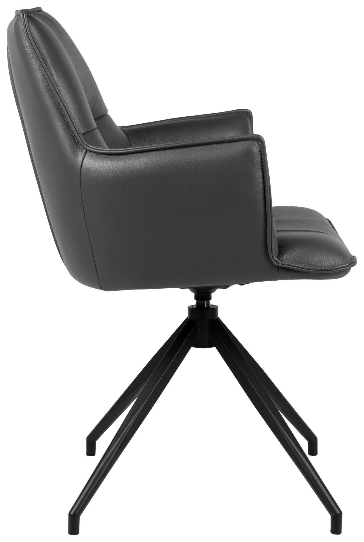 KRZESŁO Z PODŁOKIETNIKAMI OSAKA 5.0 -EXKLUSIV- - antracytowy/czarny, Design, skóra/metal (60/89,5/63cm) - Novel