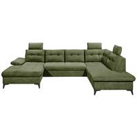 Wohnlandschaft Durban U ca. 170x324x218 cm Olivgrün - Schwarz/Olivgrün, KONVENTIONELL, Kunststoff/Textil (170/324/218cm) - MID.YOU