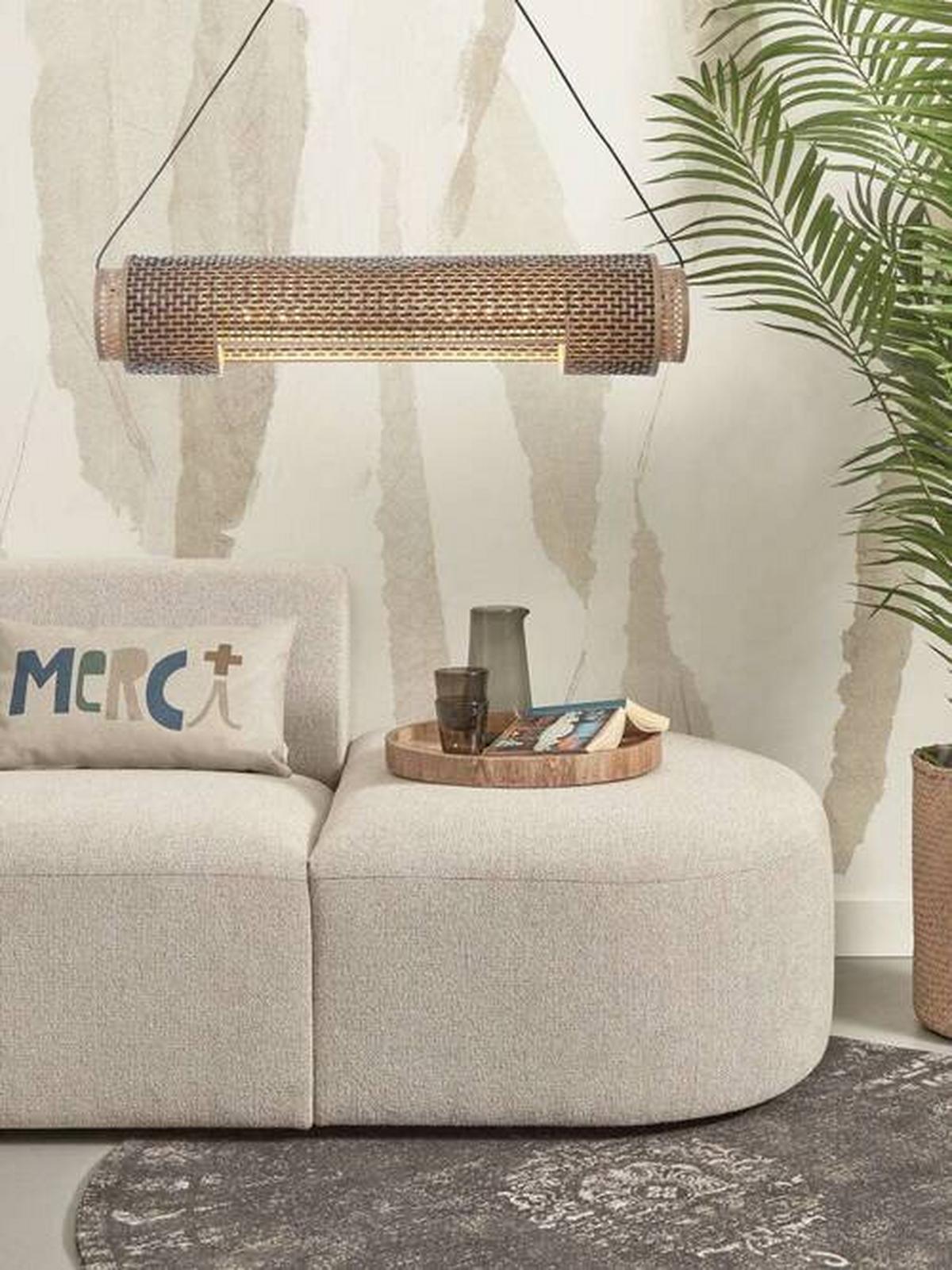 Viseča Svetilka Bhutan, Črna, Bambus - črna/naravne barve, Trend, les (85/15/15cm) - Good & Mojo