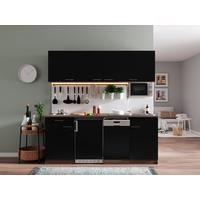 Küchenblock ECONOMY 195 Schwarz/Eiche B: ca. 195 cm - Eichefarben/Schwarz, Basics, Holzwerkstoff (195cm) - Respekta