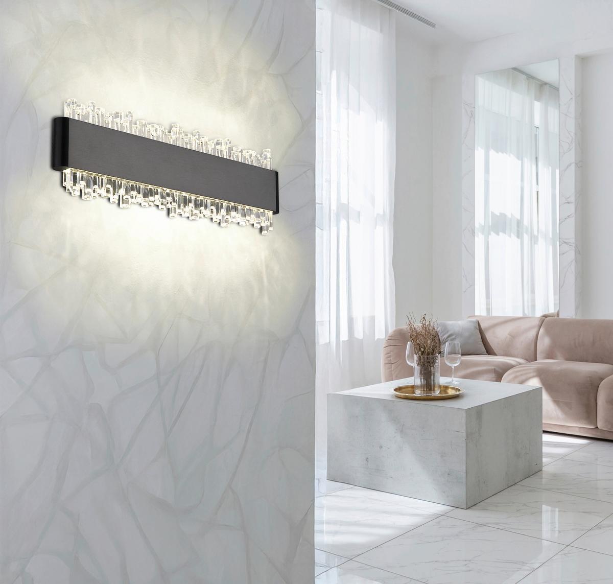 Led Zidna Svjetiljka Stalagmita - siva/prozirno, Design, metal/plastika (120/8/4cm) - Globo